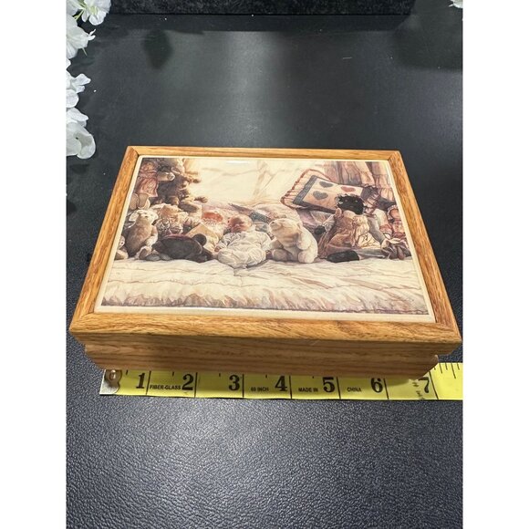 Vintage Wooden Jewelry Trinket BoxThings Worth Keeping , Steve Hanks Baby Teddy - Picture 7 of 8